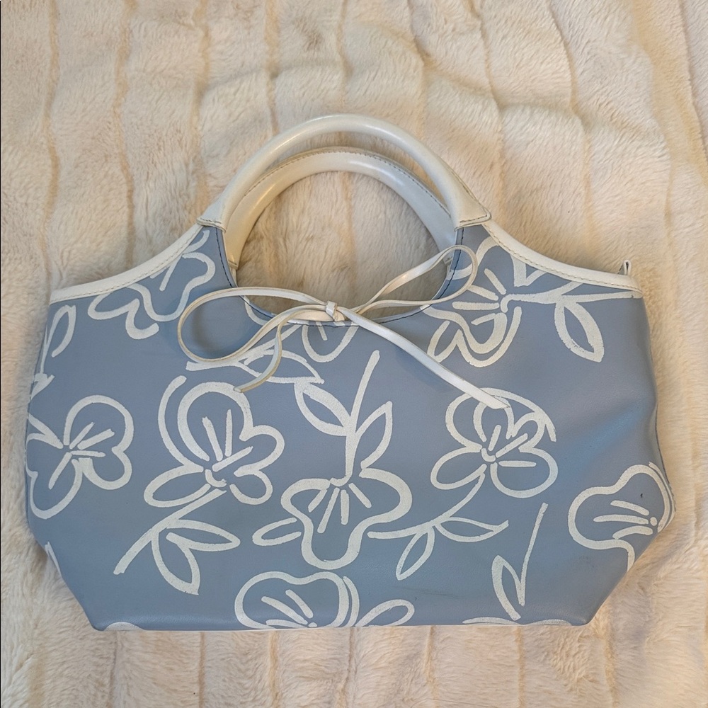 Cellini Blue & White Floral Bag with Bow
